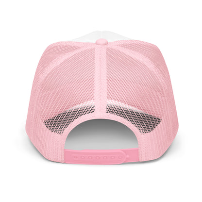 Embroidered Xanwax Pink Foam trucker hat