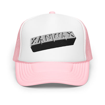 Embroidered Xanwax Pink Foam trucker hat