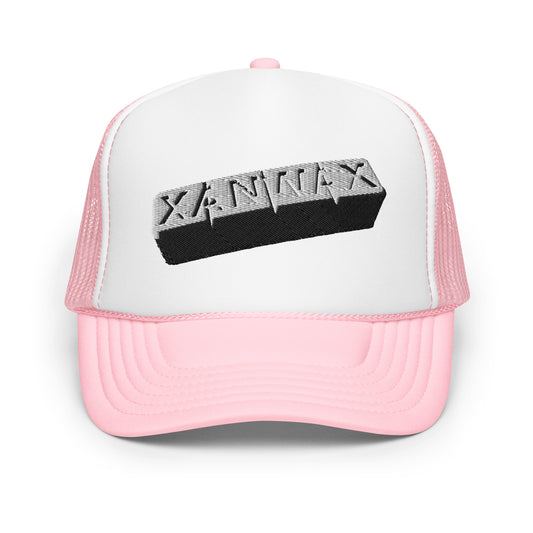 Embroidered Xanwax Pink Foam trucker hat